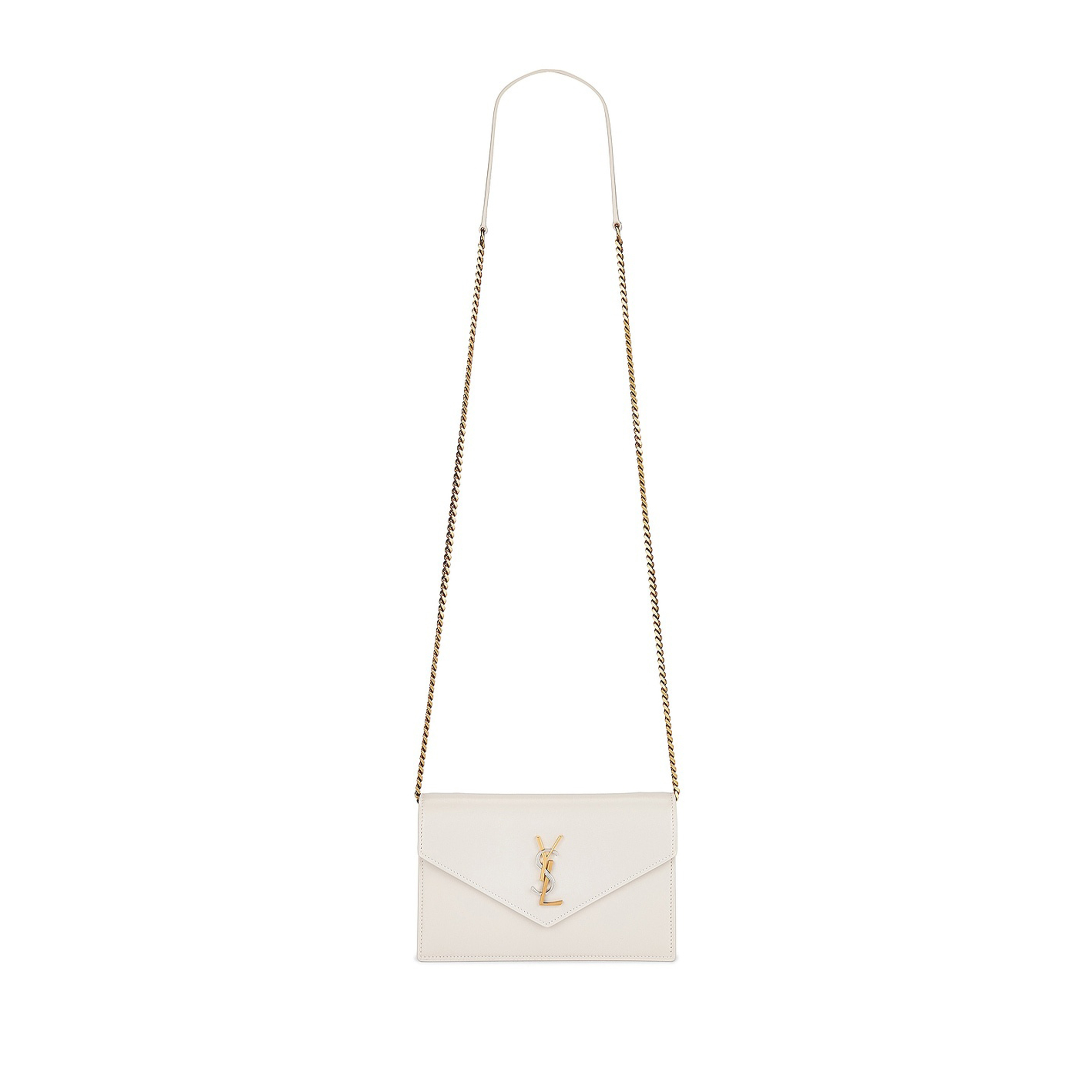 YSL CASSANDRE ENVELOPE CHAIN WALLET IN SMOOTH LEATHER 743050AAB4K9290 (19x12.5x3.5cm)
